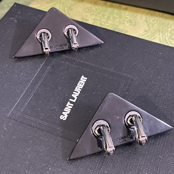 YSL Clip on triangle multi color black earrings - Picture 4 of 14
